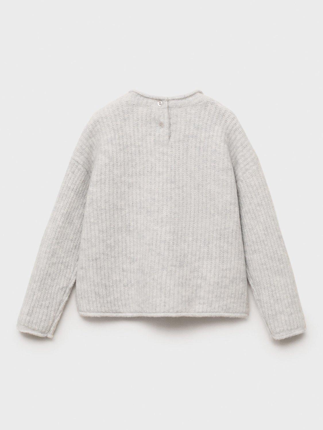 Product image 3 of 5, which shows Mango Kids' Sophie Long Sleeve Knitted Jumper, Pastel Grey, 18-24 months