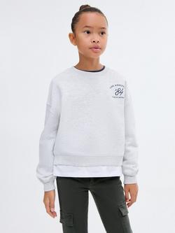 Mango Kids' Cotton Blend Relaxed Sporty Sweatshirt, Pastel Grey, Pastel Grey