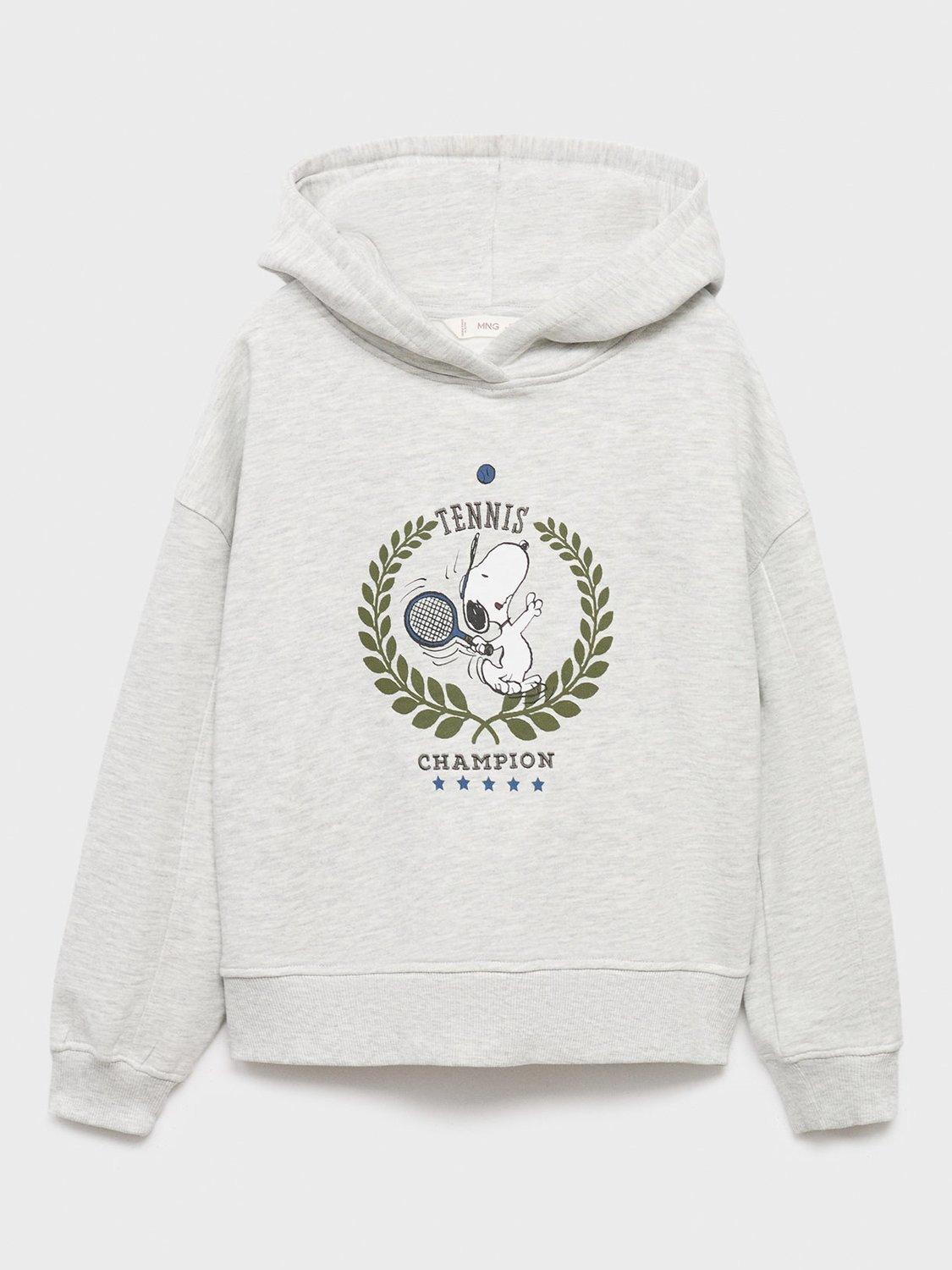 Product image 3 of 6, which shows Mango Kids' Snoopy Champion Sweatshirt, Light Pastel Grey, 9-10 years