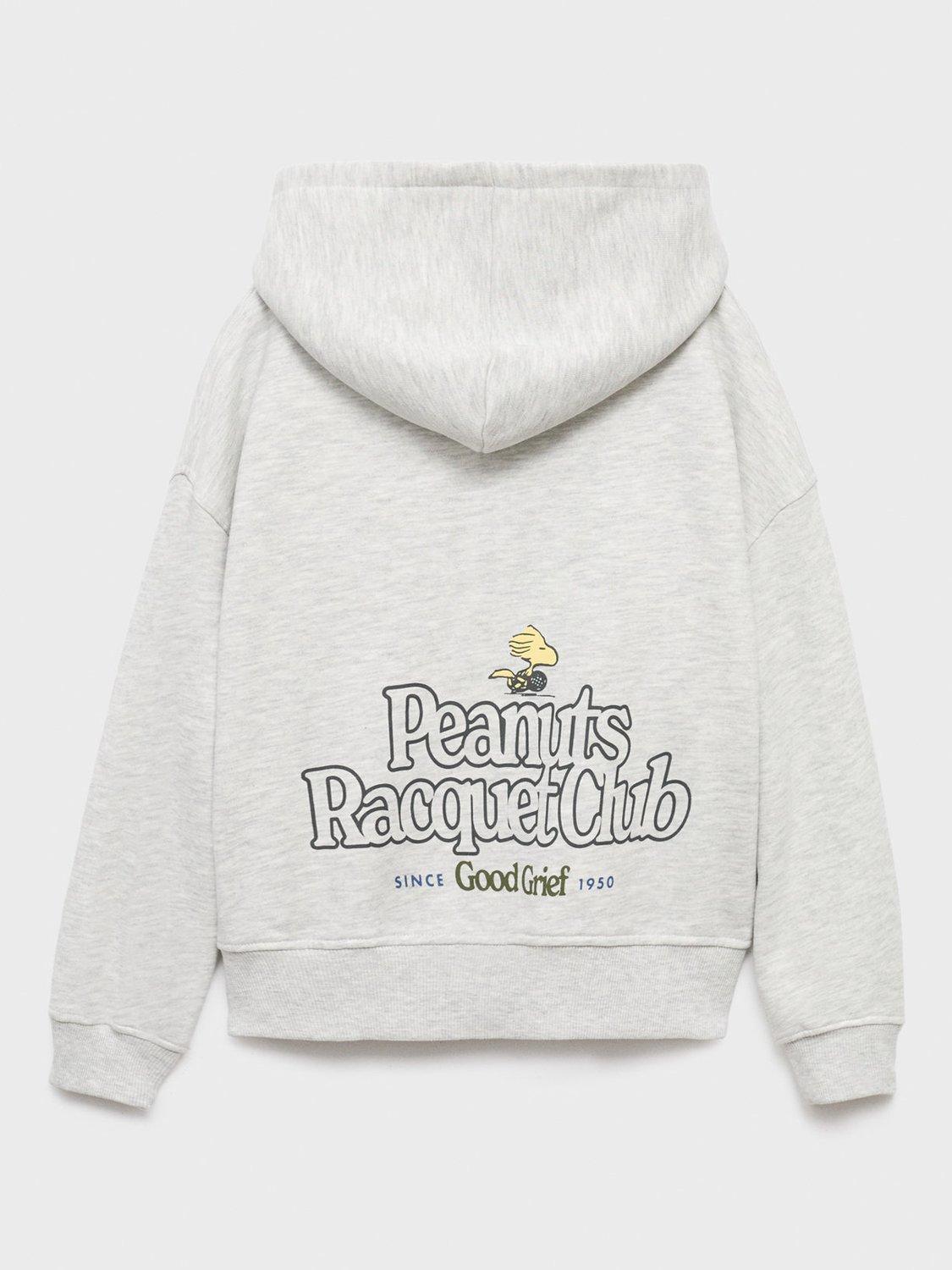 Product image 4 of 6, which shows Mango Kids' Snoopy Champion Sweatshirt, Light Pastel Grey, 9-10 years