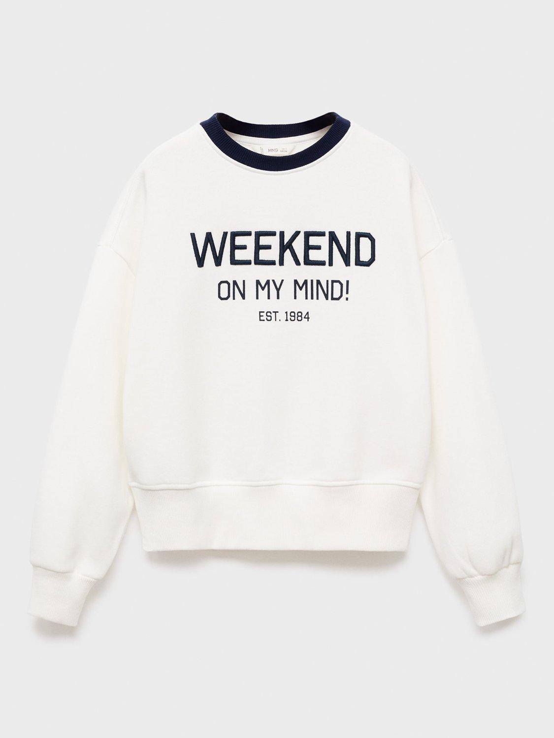 Product image 1 of 6, which shows Mango Kids' Weekend Sweatshirt, Natural White, 5-6 years