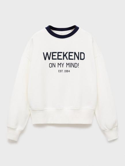 Mango Kids' Weekend Sweatshirt, Natural White, Natural White