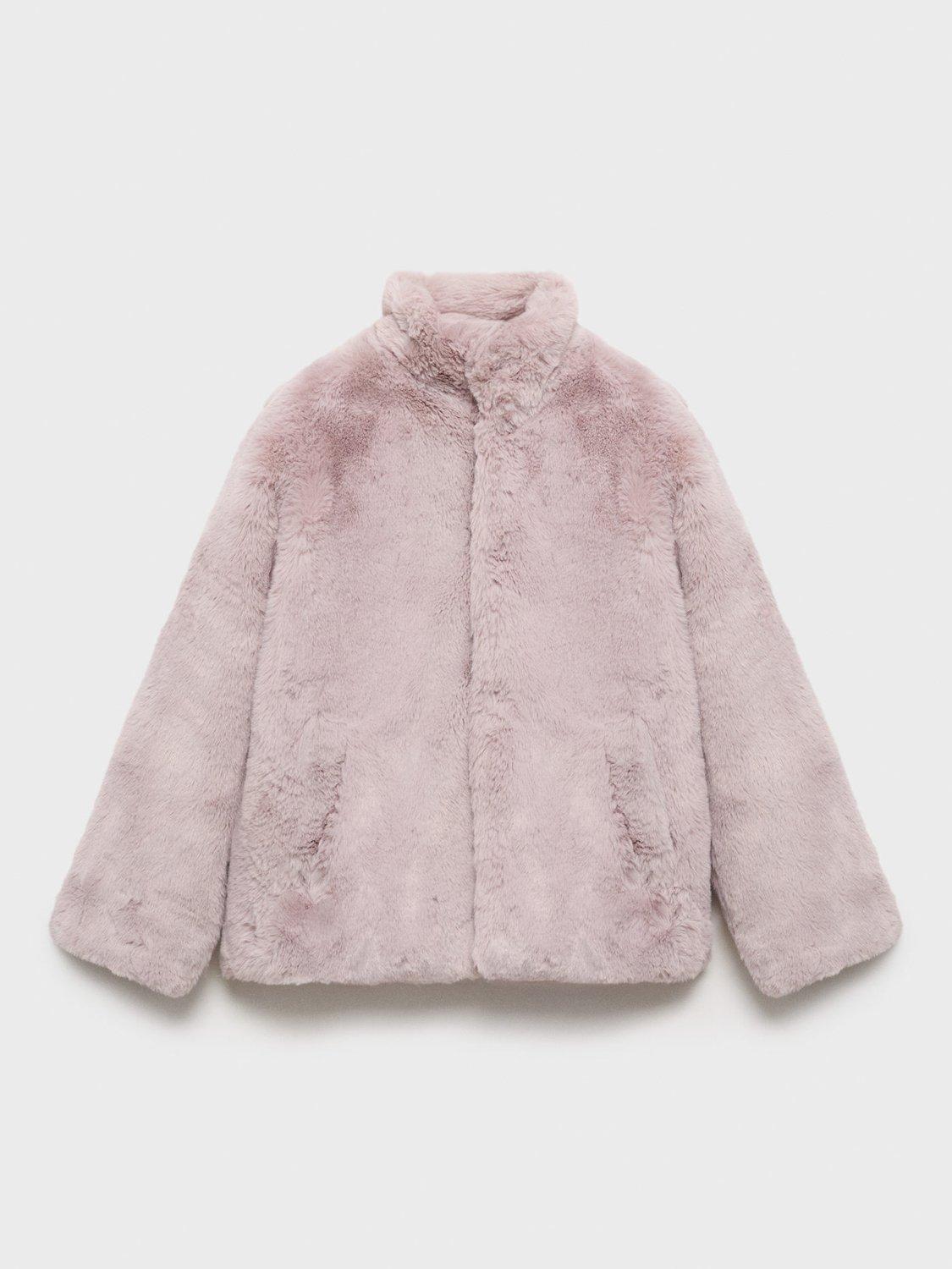 Product image 1 of 4, which shows Mango Kids' Bole Faux Fur Jacket, Pink, 11 years
