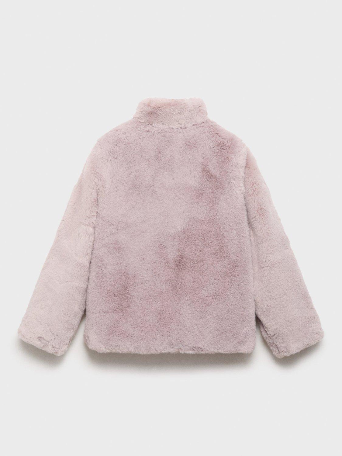 Product image 2 of 4, which shows Mango Kids' Bole Faux Fur Jacket, Pink, 11 years