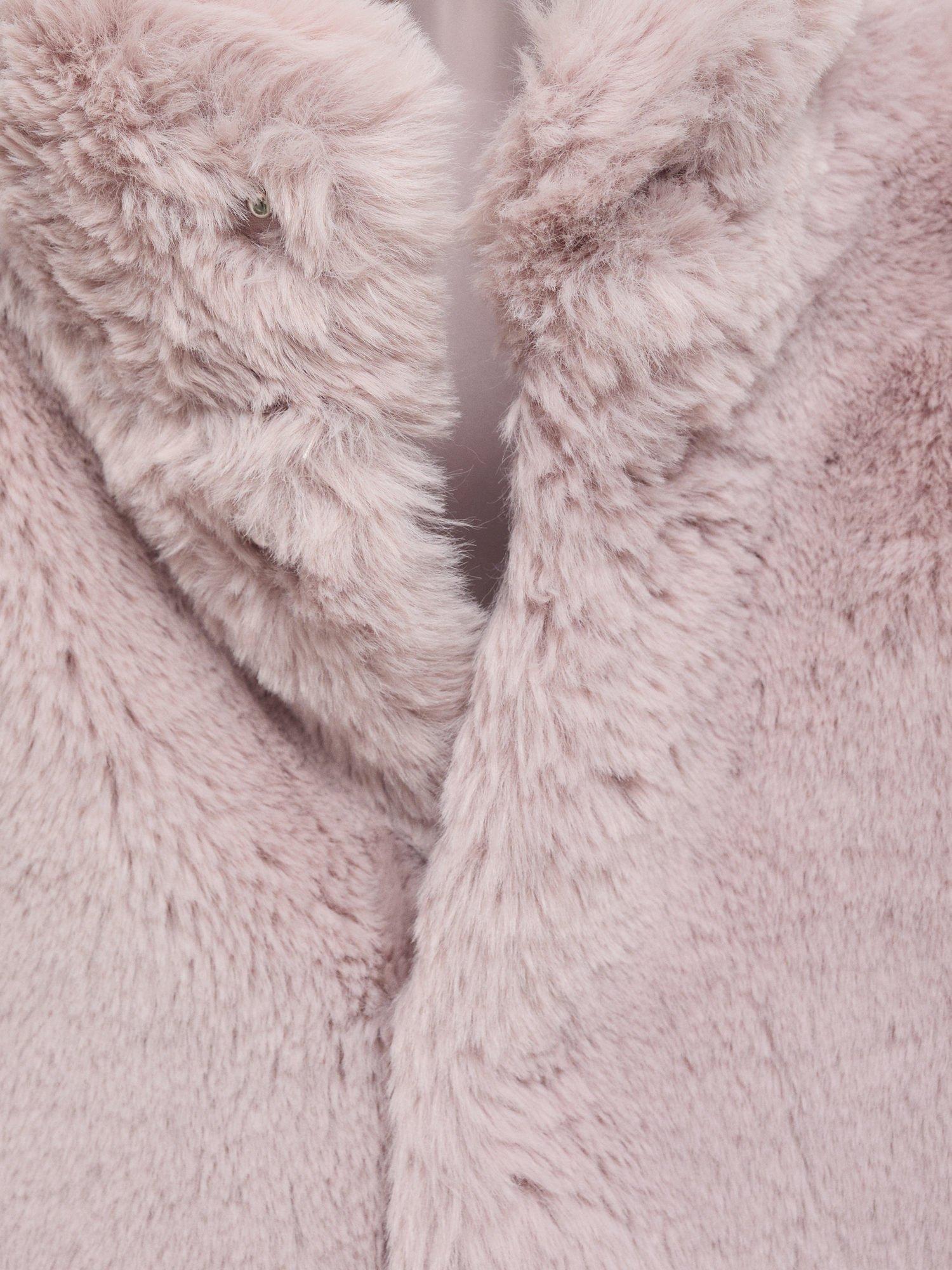 Product image 4 of 4, which shows Mango Kids' Bole Faux Fur Jacket, Pink, 11 years