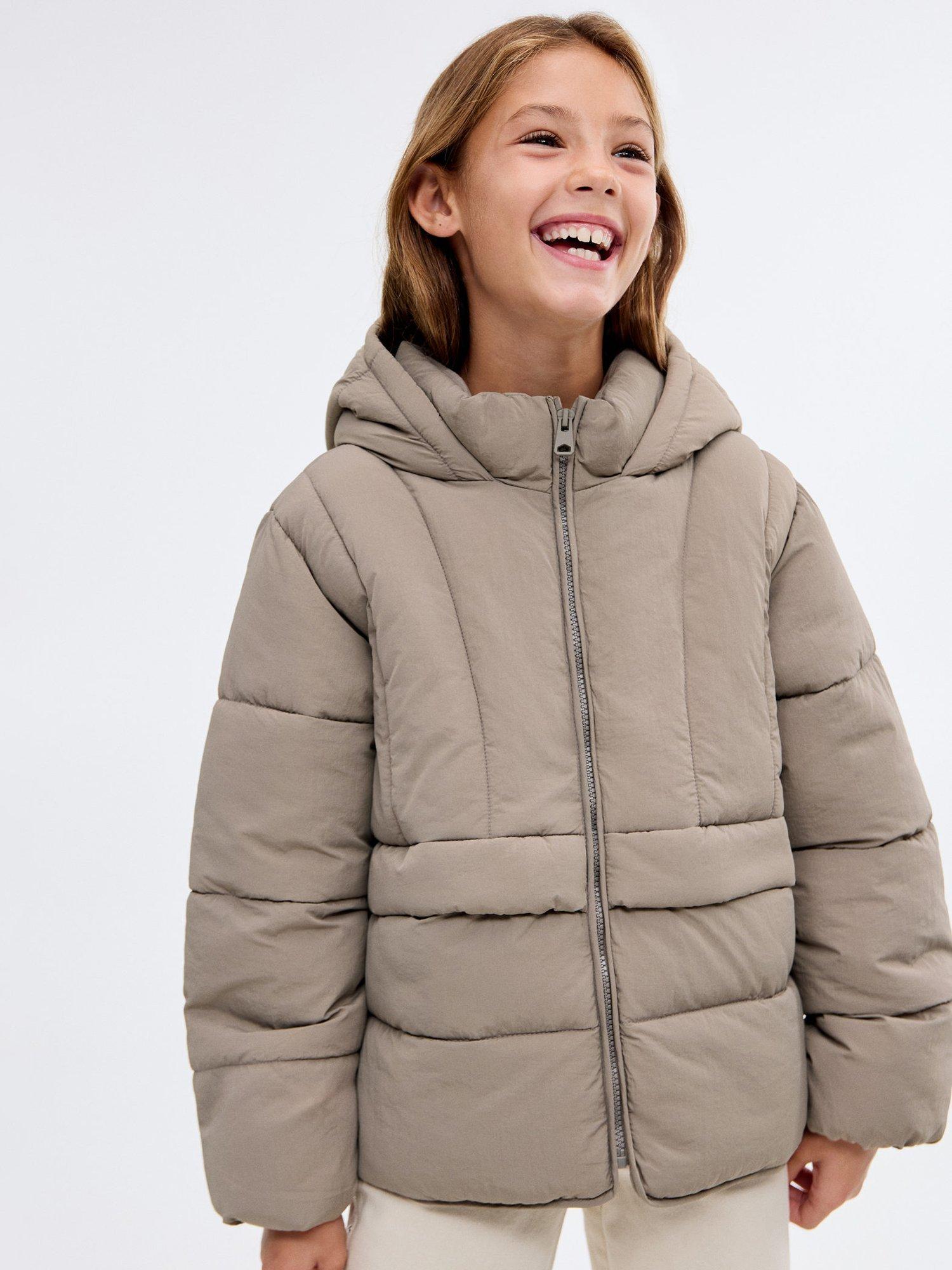 Product image 1 of 7, which shows Mango Kids' Cosy Padded Jacket, Taupe, 10 years