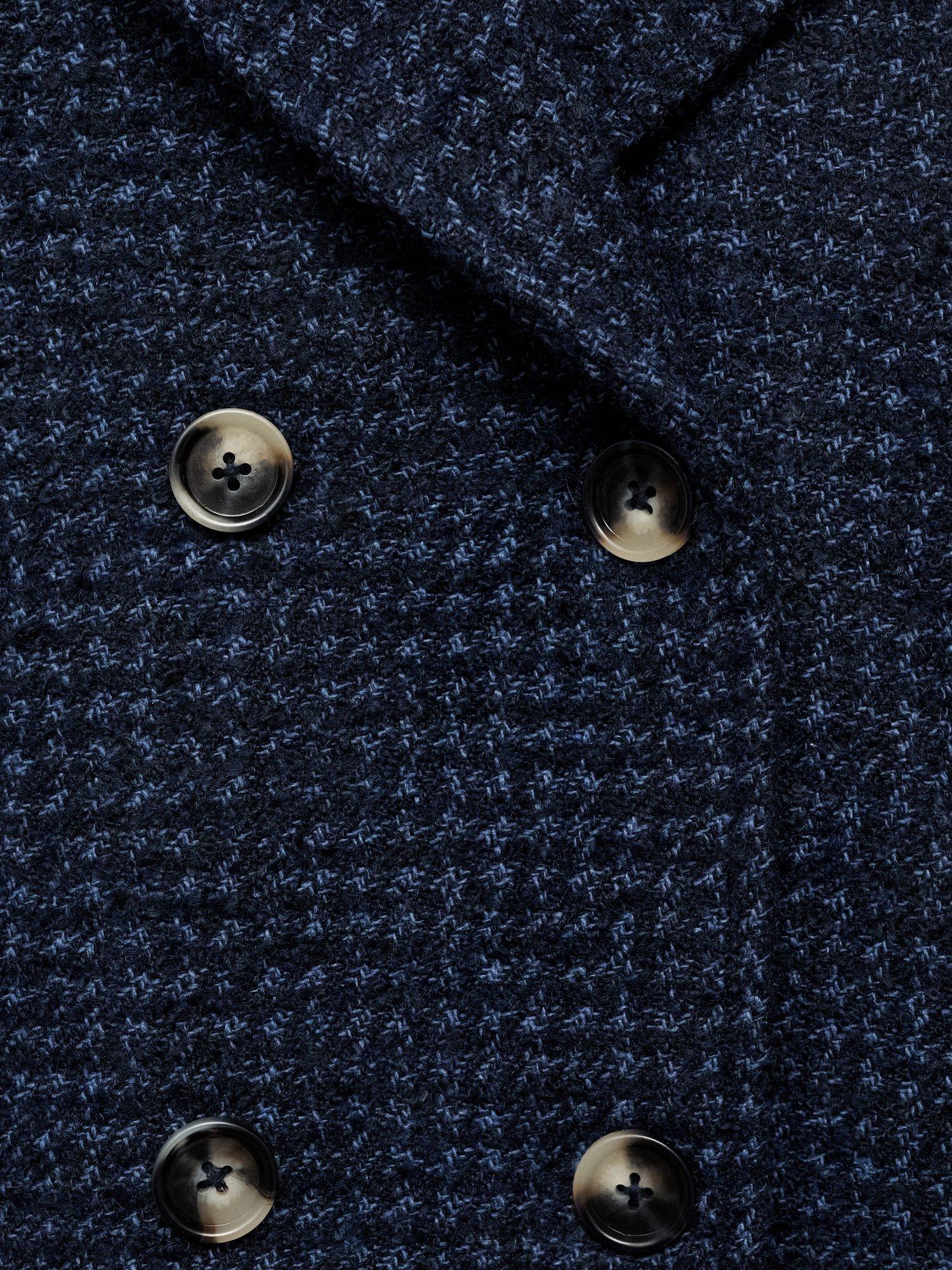 Product image 5 of 5, which shows Mango Kids' Indigo Double Breasted Tweed Coat, Navy, 6 years