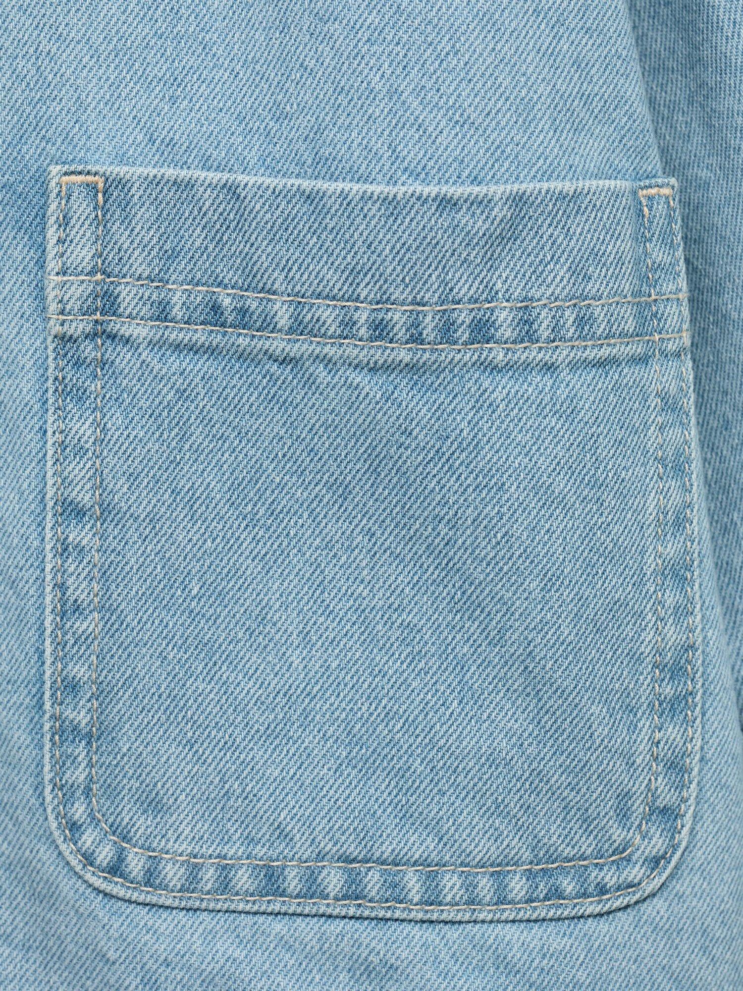 Product image 5 of 8, which shows Mango Kids' Lisa Borg Collar Denim Jacket, Open Blue, 10 years