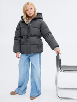 Mango Kids' Olivia Padded Jacket, Charcoal - view 2, Charcoal