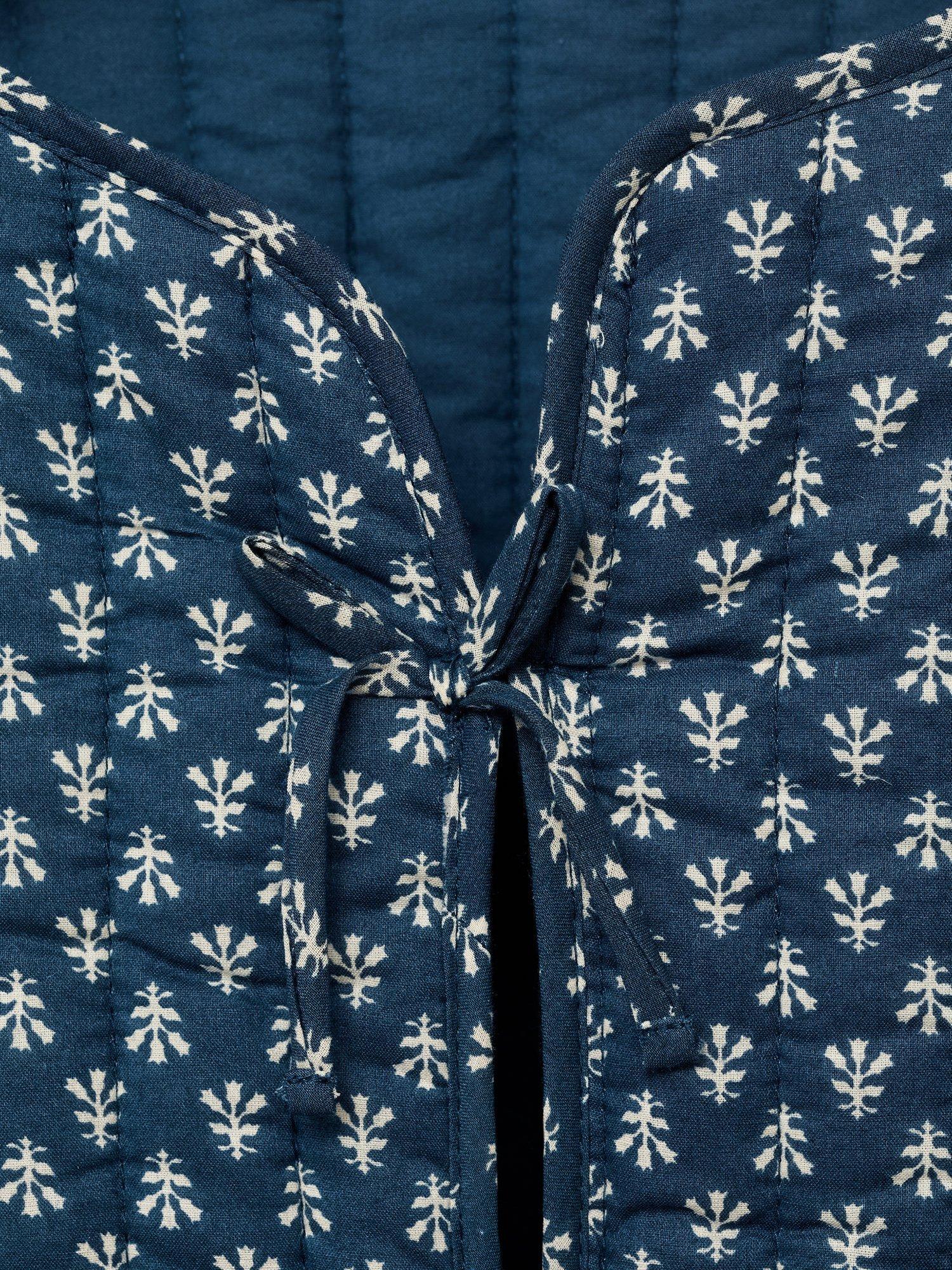 Product image 6 of 6, which shows Mango Kids' Yas Cotton Bow Front Jacket, Navy, 10 years