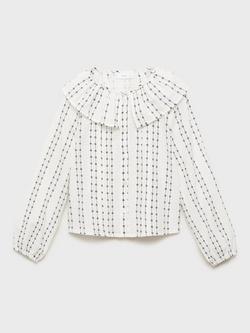 Mango Kids' Roma Cotton Babydoll Collar Floral Blouse, Light Beige - view 2, Light Beige