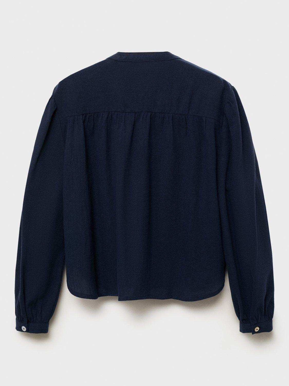Product image 4 of 6, which shows Mango Kids' Pamy Cotton Long Sleeved Blouse, Navy, 10 years
