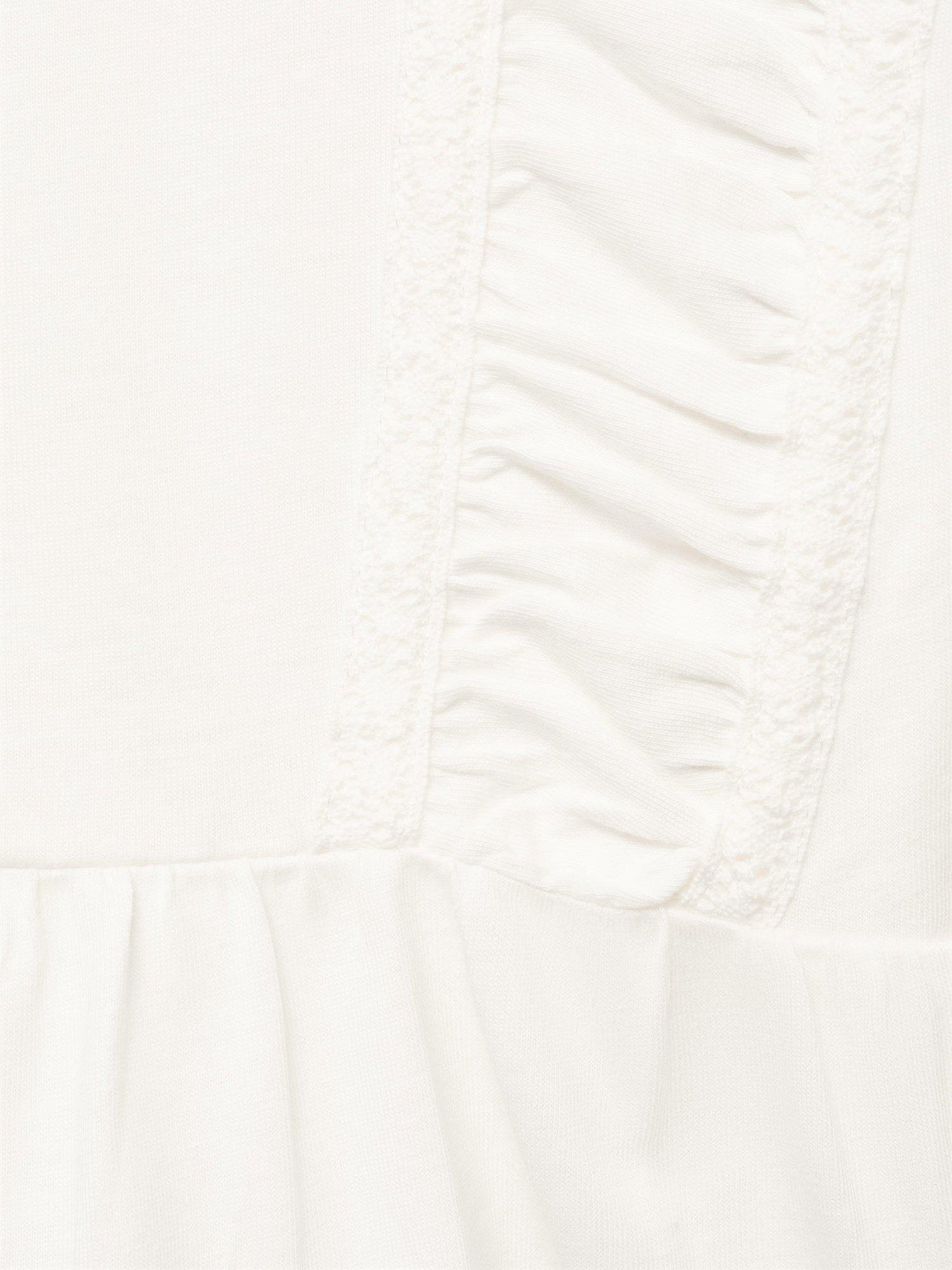 Product image 5 of 5, which shows Mango Kids' Cotton Frilled Long Sleeved Top, Natural White, 5-6 years