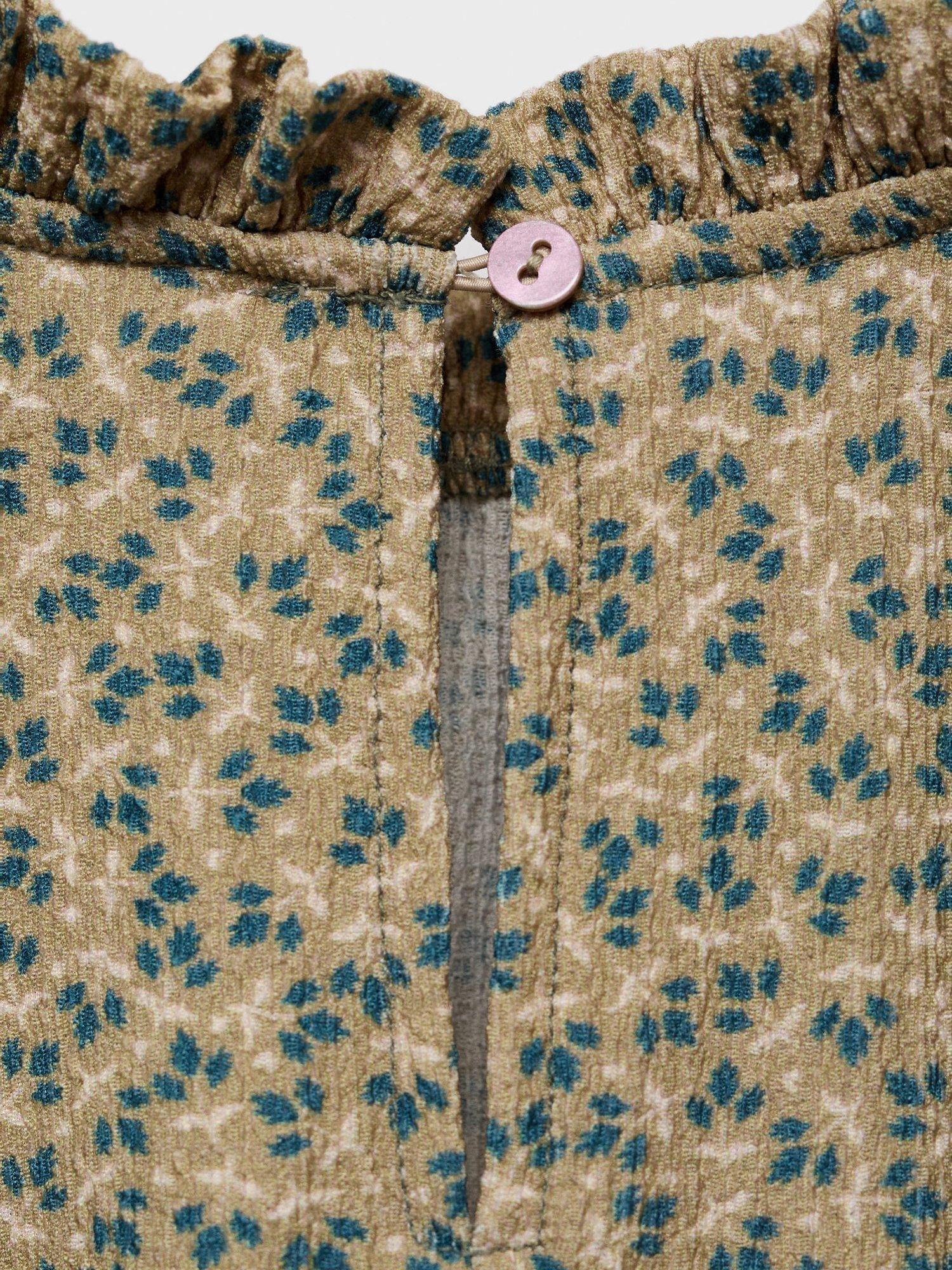 Product image 5 of 7, which shows Mango Kids' Long Sleeved Floral Top, Green, 11-12 years