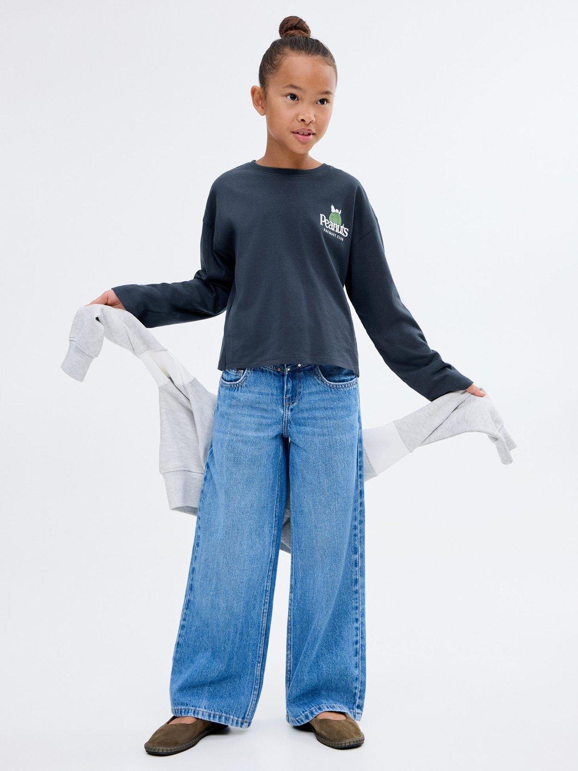 Product image 2 of 6, which shows Mango Kids' Snoopy Long Sleeve T-Shirt, Navy, 5-6 years