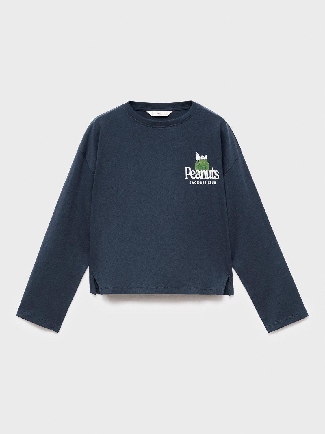 Product image 3 of 6, which shows Mango Kids' Snoopy Long Sleeve T-Shirt, Navy, 5-6 years