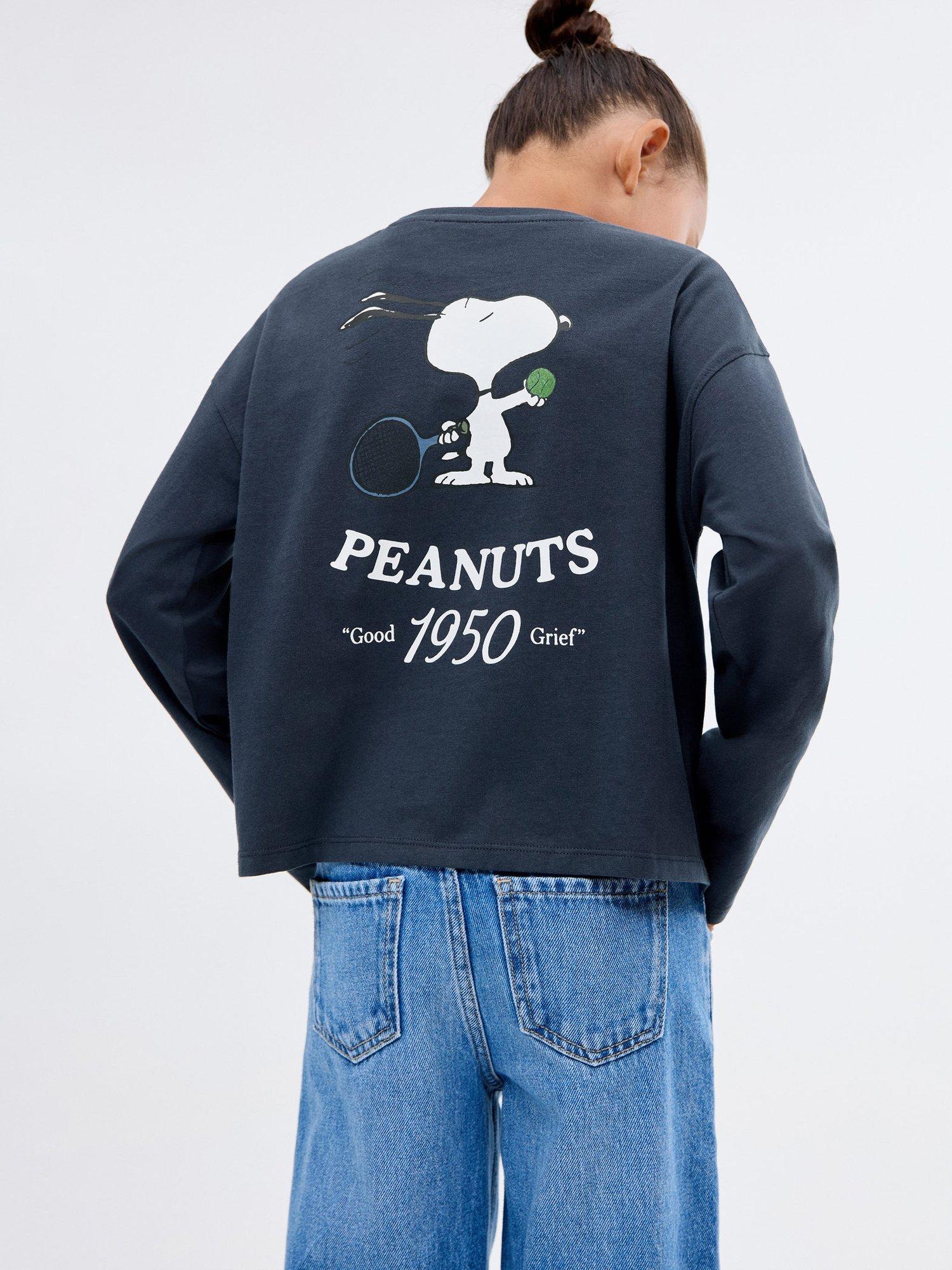 Product image 4 of 6, which shows Mango Kids' Snoopy Long Sleeve T-Shirt, Navy, 5-6 years