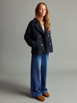 Mango Kids' Denim Wide Leg Culotte Jeans, Open Blue, Open Blue