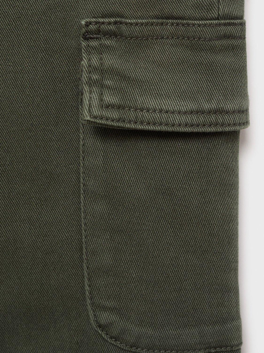 Product image 5 of 7, which shows Mango Kids' Cotton Blend Frayed Cargo Jeans, Medium Green, 7 years