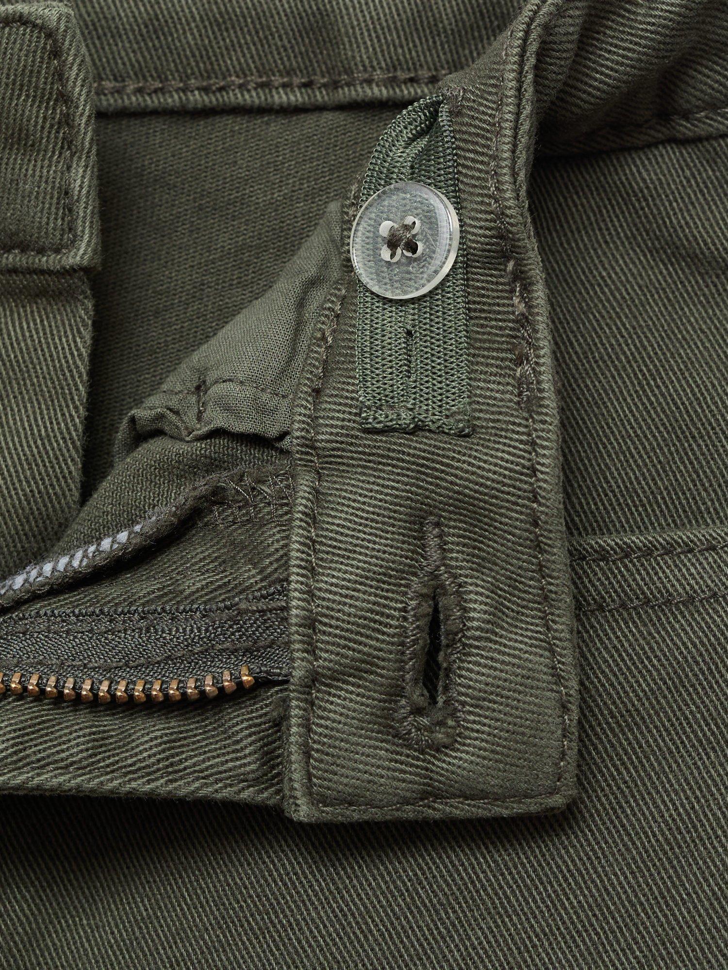 Product image 7 of 7, which shows Mango Kids' Cotton Blend Frayed Cargo Jeans, Medium Green, 7 years