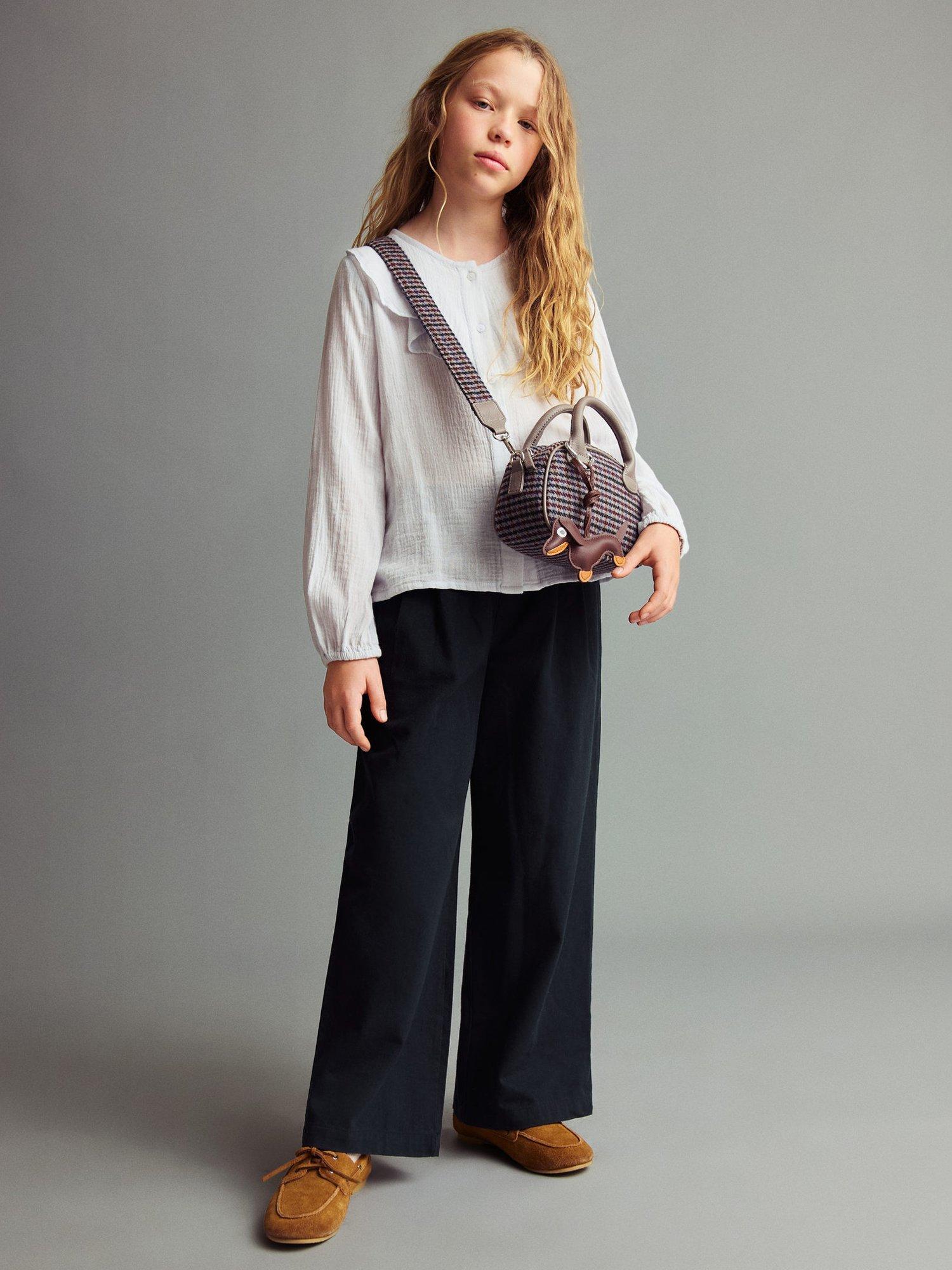 Mango Kids' Lidia Cotton Trousers, Navy