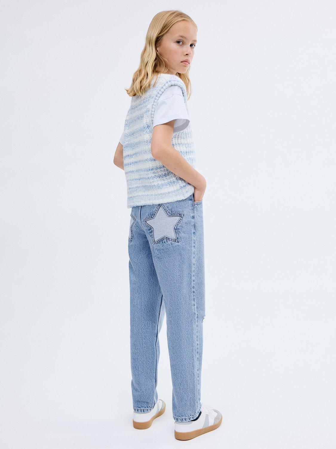 Product image 1 of 7, which shows Mango Kids' Star Jeans, Open Blue, 11 years