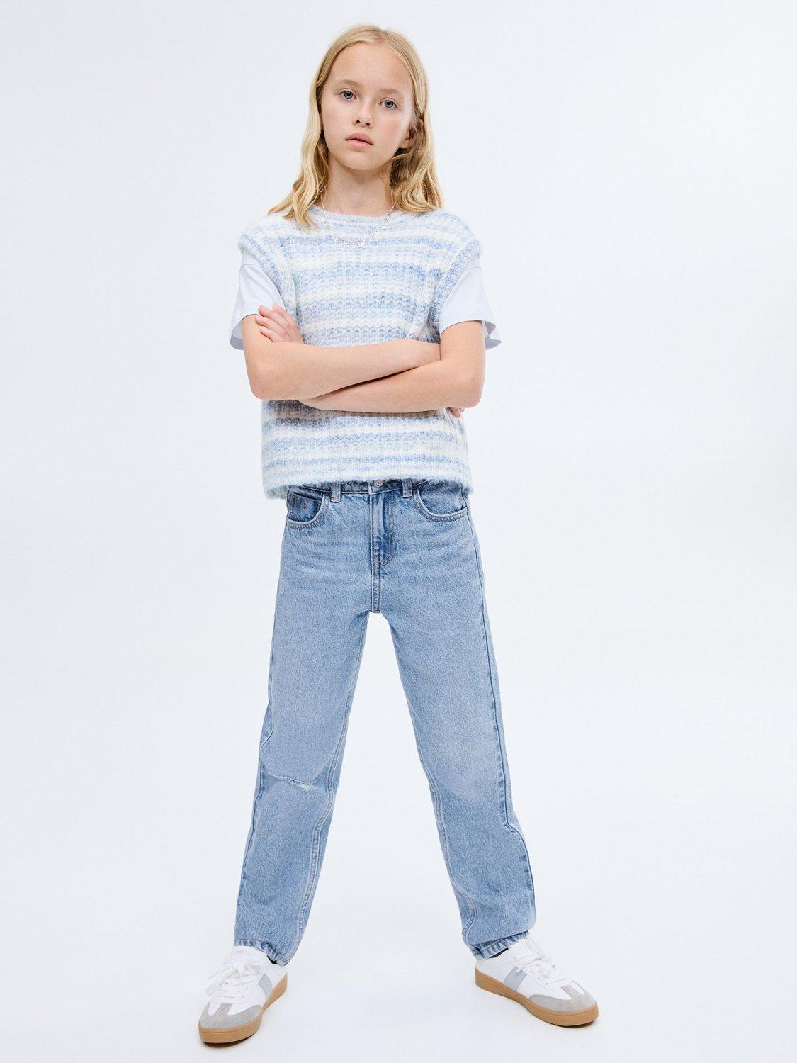 Product image 2 of 7, which shows Mango Kids' Star Jeans, Open Blue, 11 years