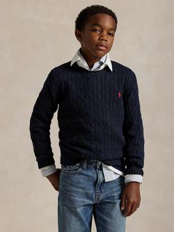 Polo Ralph Lauren Kids' Cable Knit Jumper, Navy