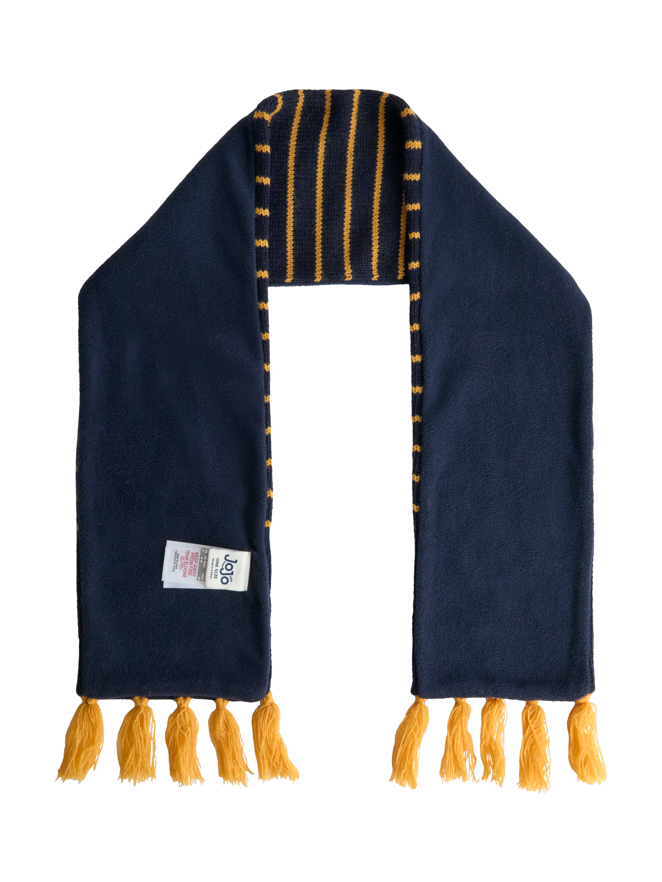 Product image 4 of 5, which shows JoJo Maman Bébé Kids' Tractor Stripe Wool Blend Scarf, Blue, One Size