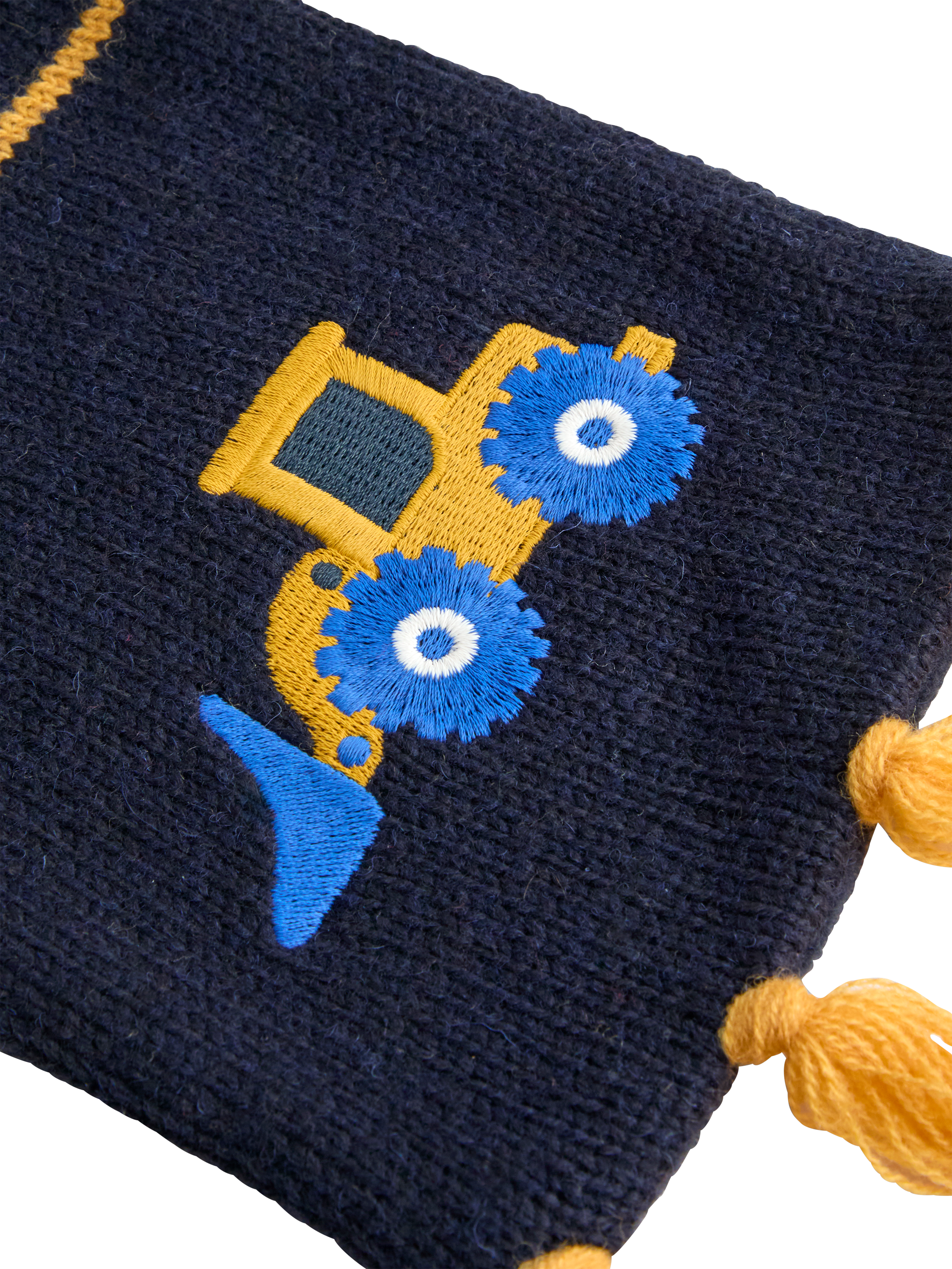 Product image 5 of 5, which shows JoJo Maman Bébé Kids' Tractor Stripe Wool Blend Scarf, Blue, One Size