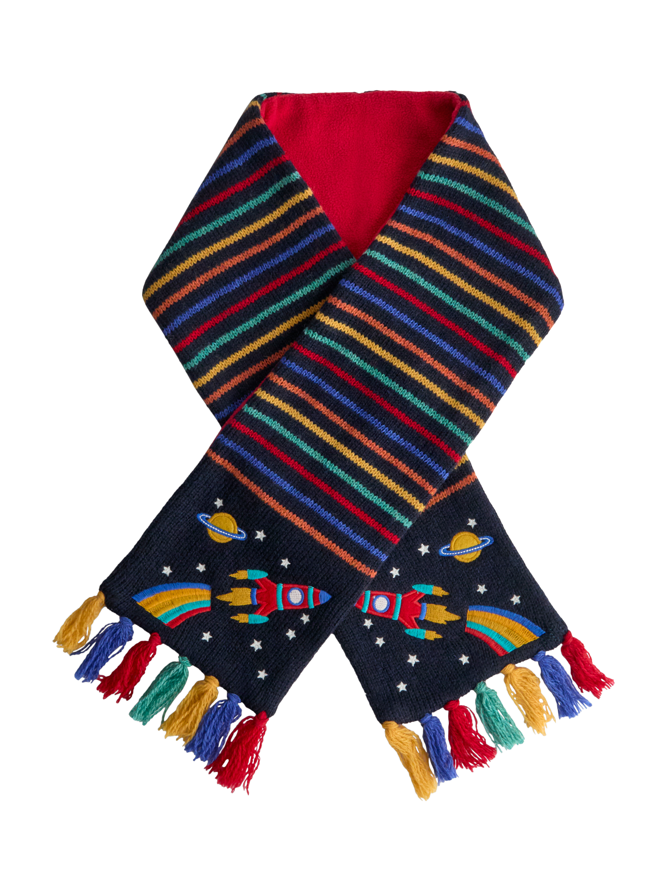 Product image 3 of 4, which shows JoJo Maman Bébé Kids' Space Scene Wool Blend Scarf, Navy, One Size