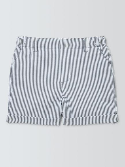 John Lewis Heirloom Collection Baby Ticking Stripe Shorts, China Blue, China Blue