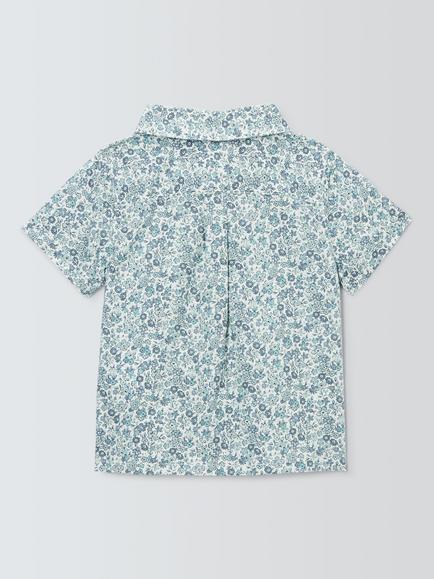 John Lewis Baby Heirloom Collection Floral Short Sleeve Shirt, Blue Ditsy - view 2, Blue Ditsy