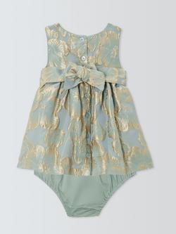 John Lewis Heirloom Collection Baby Jacquard Floral Dress & Bloomers Set - view 2, Blue Jacquard