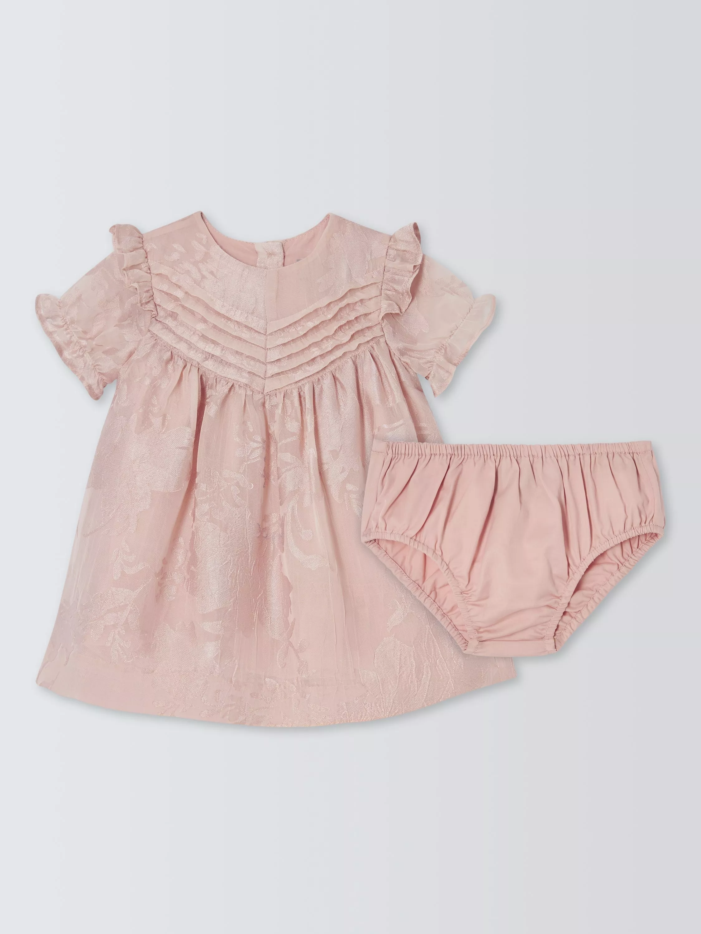 John Lewis Heirloom Collection Baby Burnout Floral Dress & Bloomers Set, Pink Burnout