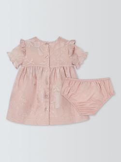 John Lewis Heirloom Collection Baby Burnout Floral Dress & Bloomers Set, Pink Burnout - view 2, Pink Burnout