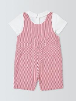 John Lewis Heirloom Collection Baby Stripe Dungarees & Bodysuit Set, Samba - view 2, Samba