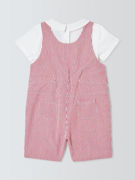 John Lewis Heirloom Collection Baby Stripe Dungarees & Bodysuit Set, Samba - view 2, Samba