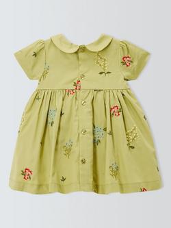 John Lewis Heirloom Collection Baby Floral Hand Smocked Embroidery Dress, Leek Green - view 2, Leek Green