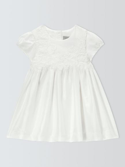 John Lewis Heirloom Collection Baby Pure Silk Lace Christening Dress, Ivory, Ivory