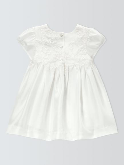 John Lewis Heirloom Collection Baby Pure Silk Lace Christening Dress, Ivory - view 2, Ivory