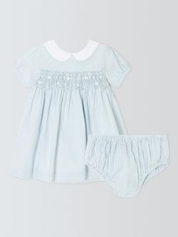 John Lewis Heirloom Collection Baby Stripe Dress & Bloomers Set, Ether, Ether