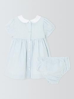 John Lewis Heirloom Collection Baby Stripe Dress & Bloomers Set, Ether - view 2, Ether