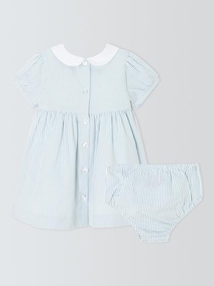 John Lewis Heirloom Collection Baby Stripe Dress & Bloomers Set, Ether - view 2, Ether