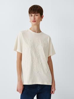AND/OR Embroidered Floral T-Shirt, Ecru / Nat, Ecru / Nat