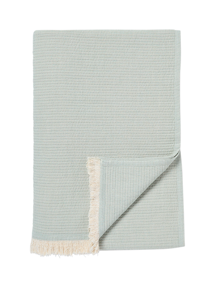 Piglet in Bed Cotton Textured Throw, Elm Green