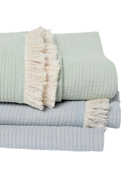 Piglet in Bed Cotton Textured Throw - view 2, Elm Green