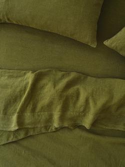 Piglet in Bed Linen Blend Fitted Sheet, Botanical Green