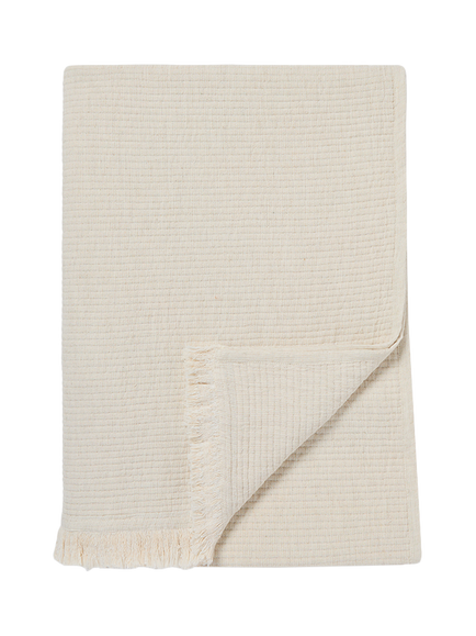 Piglet in Bed Cotton Textured Throw, Oatmeal