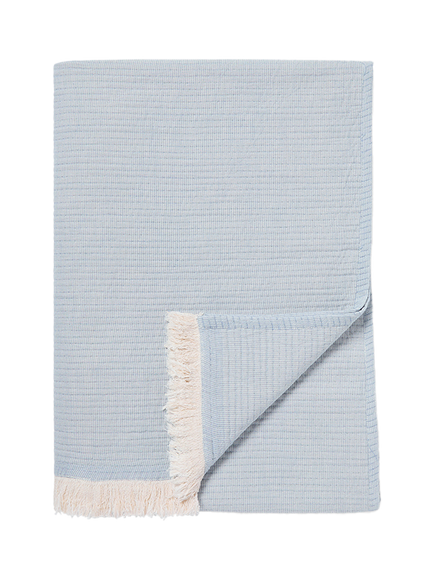 Piglet in Bed Cotton Textured Throw, Dusk Blue